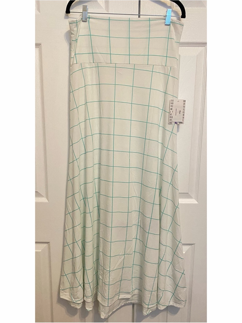 LULAROE- Maxi Skirt White Plaid Size Large